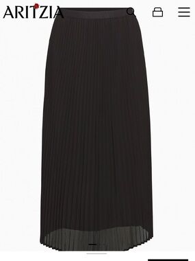 Aritzia Babaton Black Jude Pleated Midi Skirt